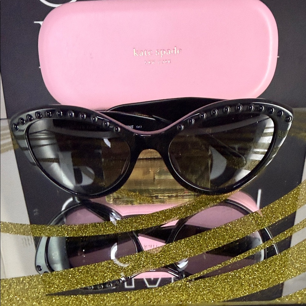 Kate Spade Black Studded Cat-Eye Sunglasses - Picture 2 of 8